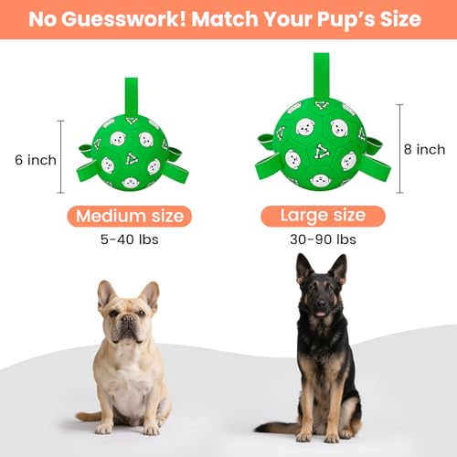 Image of 6 Inch Dog Soccer Ball, Interactive Dog Toys for Small Dogs | Floating Water Toys, Jolly Ball with Straps, Durable Outdoor Training Dogs Tug Toy, Outside Pet Toys, Birthday Gift for Puppy