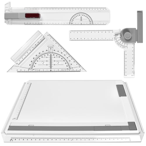 Rkixlix Zeichenplatte A4 Zeichenbrett Schnellzeichendreieck Zeichenschiene Architektur Zeichenbretter Geometrische Zeichenplatte mit Schiebelineal für Studenten Designer Ingenieure Architekten