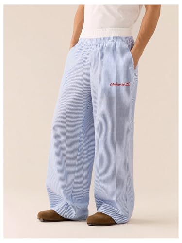 GORGLITTER Men's Striped Baggy Pants Wide Leg Flare Graphic Colorblock Track Trousers2