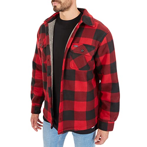 Image of Smith's Workwear Men's Sherpa-lined Plaid Fleece Shirt Jacket