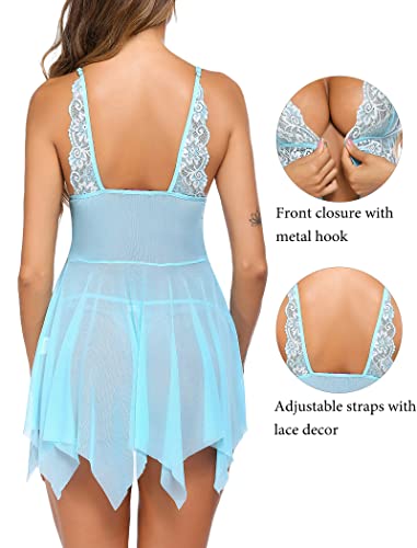 Image of Avidlove Women Lace Lingerie Front Closure Babydoll V Neck Nightwear Sexy Chemise Nightie