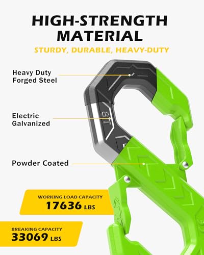 Image of 3 /8 inch Tow Hook, S-Shaped Winch Hook, 33,000lbs Breaking Strength, G80 Heavy Duty Forged Steel Tow Hooks, Fast Connect Easy Release Winch Shackle Towing Hook for Trucks, SUV, ATVs, Trailer, Green
