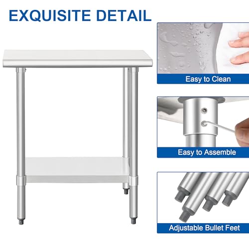 Image of HARDURA Stainless Steel Work Table Commercial 18x36 Inches Kitchen Prep Table and Heavy Duty Commercial Workbench NSF 430 with Undershelf and Galvanized Legs