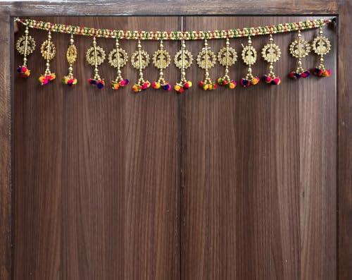 GardenBliss Handicraft Golden Kalash Toran Multicolor para decoración del hogar/pompones coloridos para colgar tradicional multicolor | (Tamaño: Toran de 3 pies, 36 pulgadas) (GT36)