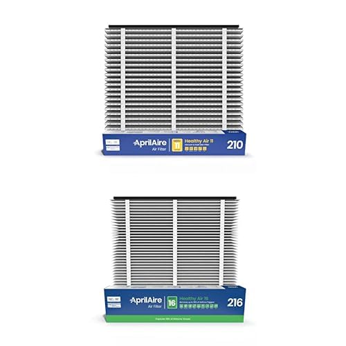 AprilAire 210 MERV 11 Replacement Whole-House Furnace Air Purifier Filter - 20x25x4 (1 Pack) + AprilAire 216 MERV 16 Replacement Whole-House Furnace Air Purifier Filter - 20x25x4 (1 Pack) Bundle