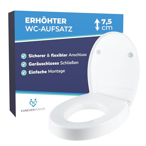 Foreversenior Toilettensitzerhöhung 7,5 cm – Mit Deckel &...