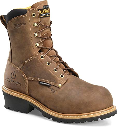 Carolina Boots Poplar 8" Composite Toe Insulated Waterproof Logger - Men's Durable Industrial-and-Construction-Boots for Safety, Dark Brown - 102
