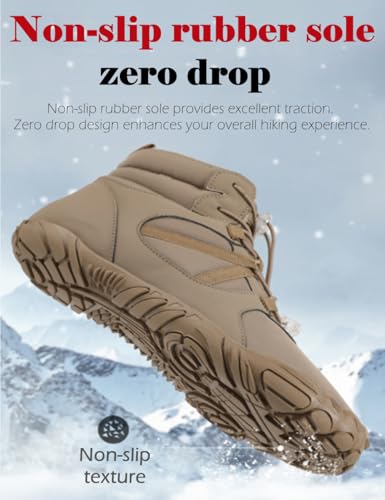 Unisex Mens Womens Barefoot Winter Hiking Snow Boots | Non-Slip Zero Drop Sole | Wide Toe Box | Warm Fur Lined4