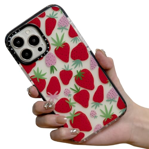 LOLAGIGI iPhone 17 Case for Women, Cute Pink Strawberry Fruit Print Girly Design Kawaii Aesthetic Cartoon Pattern for Girls Teens Soft TPU Case Cover, 6.3"