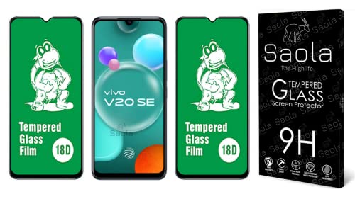 Image of Saola 18D Tempered Glass With Inbuilt Airbag Borders For Vivo V20 Se Smartphone (Pack Of 2) With Free Installation Kit. Full Screen Coverage - 6.44 Inch