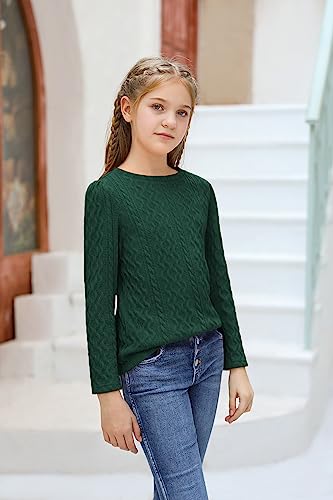 Image of Ebifin Girls Sweaters Kids Long Sleeve Crewneck Fall Knit Tops Cute Pullover Jumper Shirts 5-14 Years