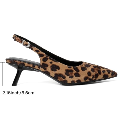 Image of Mostrin Kitten Heels for Women Pointed Toe Pumps Patent Leather Low Heel Slingback Heels with Buckle Dress Shoes for Dating Party Working
