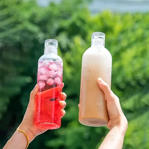 Image of Glass Water Bottle for Adults, Student Direct Drinking Freezer Safe, Leak Proof, Gym Travel On-The-Go Hotel-Style Design Borosilicate Glass Water Bottle With Time Marker (Transparent 1000 ML)