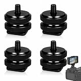 4PCS Camera Hot Shoe Mount to 1/4'-20 Tripod Screw Adapter Mount, Mini Ballhead Cold Shoe Camera Mount Adapter with 360° Rotation, Self Adhesive Camera Mount & Connect Adapter Mount
