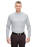 UltraClub Men's Egyptian Interlock Cotton Long-Sleeve Mock Turtleneck. 8510 - Large - Heather Grey