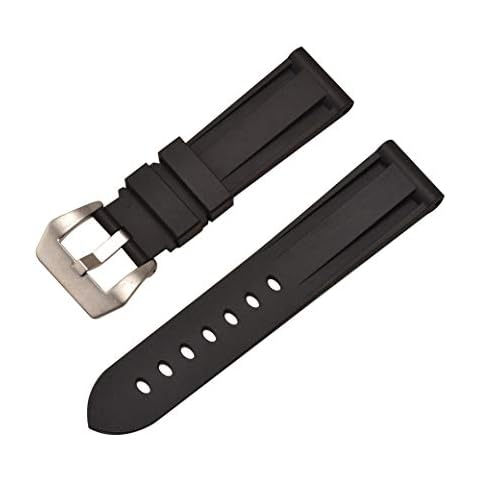 Watch Band Silicone Strap Black Sport Diving TPU Rubber Wristband Replacement 26mm Cover