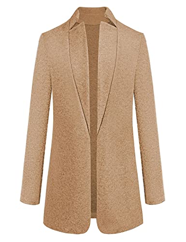 Omoone Women's Basic Stand Collar Slim Fit Jacket Pea Coat Notched Lapel Trench Coat(2410-Khaki-M) #TOP2