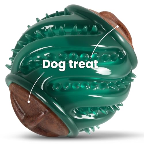 ChienPlay Dog Treats Chew Toys: Long-Lasting Durable Dog Toys to Keep Them Busy, Tough Dog Dental Chew, Enrichment Cognitive Healthy Ball Gift for Small Medium Large Breeds 25-80lbs, Beef Flavor,Green