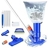 Limpiafondos Piscina Set Aspirador Piscina Aspirador de Piscina Portátil Kit Limpieza Piscina con Cepillo, Mango Telescópico y Bolsa para Hojas Ideal para Piscinas,Estanques,Fuentes