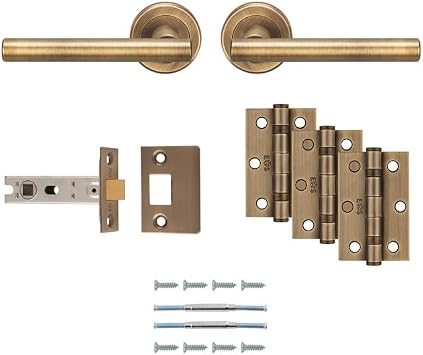 Carlisle Brass Faro Ulitmate Door Pack - Includes Pair of Handles, 3 Hinges and a 3" Latch in Antique Brass