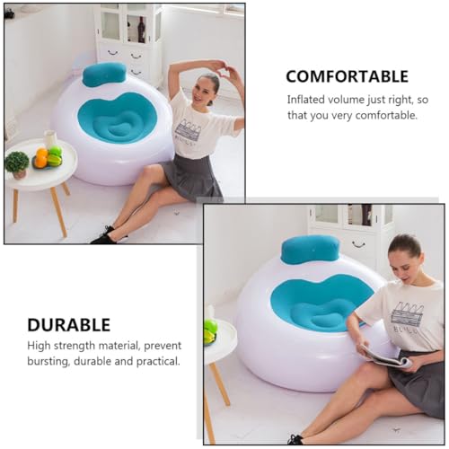 Sofá inflable azul para camping con respaldo EXCEART cómodo y plegable para terraza 8