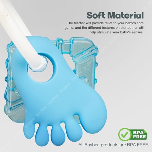 Image of Baybee Ring Natural Water Filled Silicone Teether for Babies to Soothe Their Gums, Bpa Free Food Grade Easy Grasp Teething & Chewing Toys for Babies 6 to 12 Months Baby Infant (Blue)