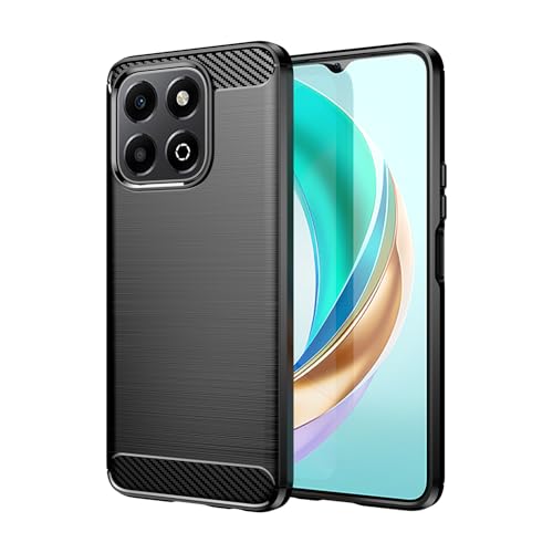 Case for Honor X5B,Honor X5B Plus Case,TPU Carbon Fiber Soft Silicone Bumpers Protective Cover Anti-Scratch Shockproof Heavy Duty Phone Case for Honor X5B Plus/Honor X5B (Lasi Black)
