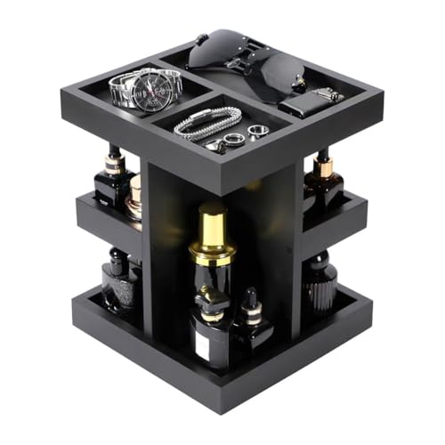 ikafxn 男性用デスクナイトスタンドオーガナイザー コロン用 3段 大容量 木製香水棚 回転ギフト メンズ用