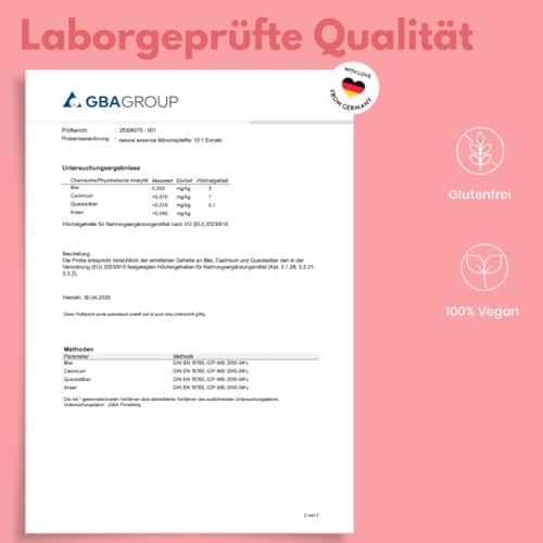 Mönchspfeffer hochdosiert - 400 Tabletten - 20mg pro Tablette - 10:1 Extrakt aus Original Agnus Castus - Nahrungsergänzungsmittel- Vegan und produziert in Deutschland Laborgeprüft
