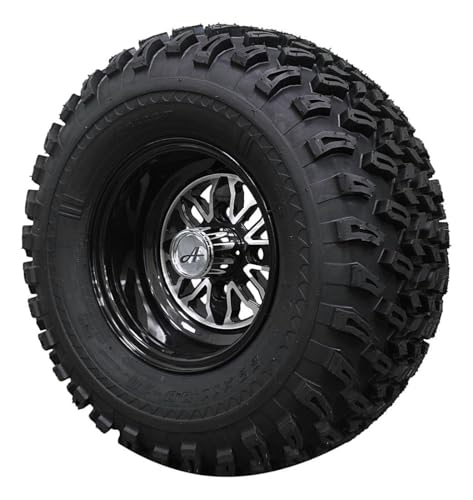 Antego 22x11.00-10 Golf Cart Tire & Wheel, ATW-013 Glossy Black, Set of 4