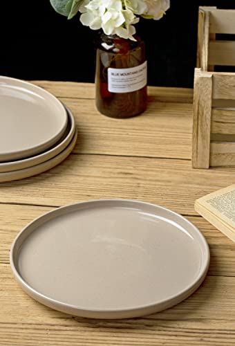 Famiware 4 Pieces Salad Plates Set, 7.5 Inches Dessert Plates, Scratch Resistant, Stoneware Dinnerware, Kitchen Modern Rustic Serving Dishes, Cinnamon Brown #TOP2