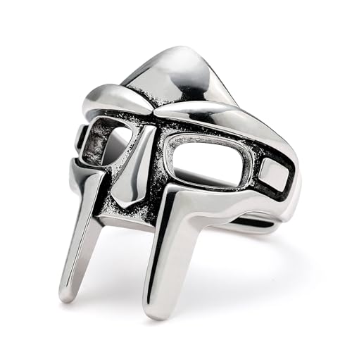 Yumikoo DOOM Mask Ring for Men Adjustable Ring Gladiator Style