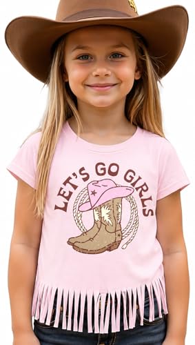 Image of Girls Western Shirt Toddler Tassels Cowgirl T-Shirt Im The Problem Country Concert Shirts Summer Short Sleeve Top