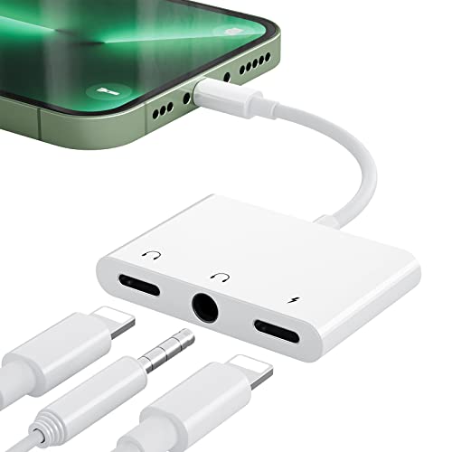 3,5 mm Kopfhörerbuchse für iPhone 7,3 in 1 mit Dual-Kopfhörerbuchse und Ladeanschluss, kompatibel mit Phone 12/12 Pro / 11 Pro / XR / XS Max / 8 Plus / 7, kompatibel mit iOS 14