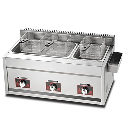 Commercial Deep Fryer with Adjustable Firepower and Removable Baskets, Made of Food-Grade Stainless Steel for High-Volume Cooking