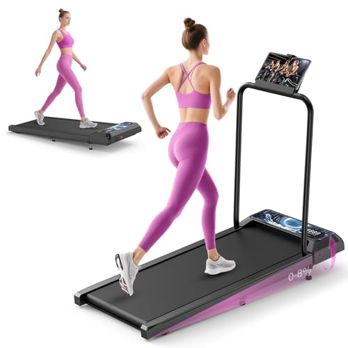 Image of Walking Treadmill Pad with Incline, 2.5HP Under Desk for Home Office (Moon) | Walking Pad Treadmill with Handle Bar and 265Lbs Weight Capacity, Treadmill with LED Display APP & Remote
