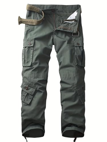 AK-TAC Cargo Work Pants for Men,Camo Pants Men Military Tactical Ripstop Hiking,Lightweight Outdoor Pants with Multi Pockets Army Green-32Wx32L