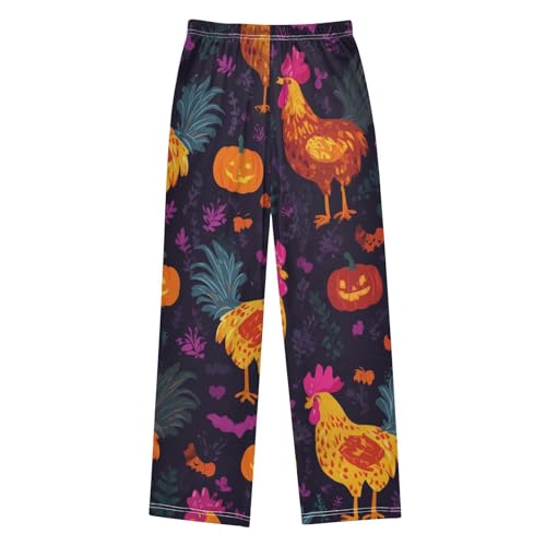 Rooster Pumpkin Boys Long Pants Soft Trousers Elastic Waist Kids Lounge Bottoms with Pockets S-XL2