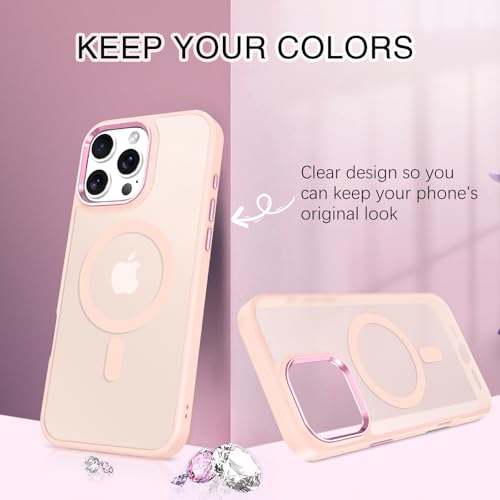 Image of BENTOBEN for iPhone 16 Pro Case [Compatible with Magsafe] Magnetic Matte Phone Case iPhone 16 Pro Translucent Slim Thin Shockproof Women Men Protective Cover Cases for iPhone 16 Pro 6.1 inch 2024, Pink