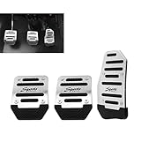 Dogary 3 PCS Car Pedals Pads, Anti-slip Manual Transmission Accelerator & Brake Pedals, Hole-free Alloy Clutch Treads Sets, Universal for Most Cars, Trucks, SUVs (Silver)