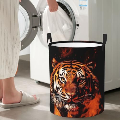 Panier à linge pliable tigre dans le feu idéal pour dortoir étudiant