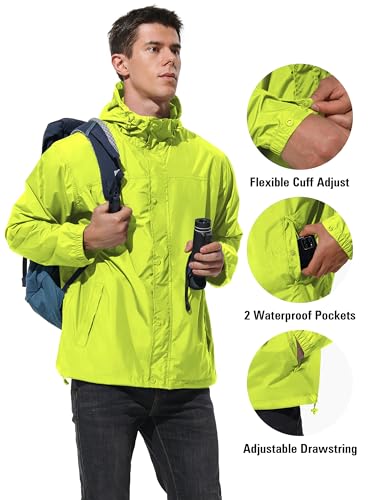 Image of UIQUR Mens Lightweight Rain Jacket Waterproof Windbreaker Packable Rain Coat with Hood for Golf Running Hiking Travel