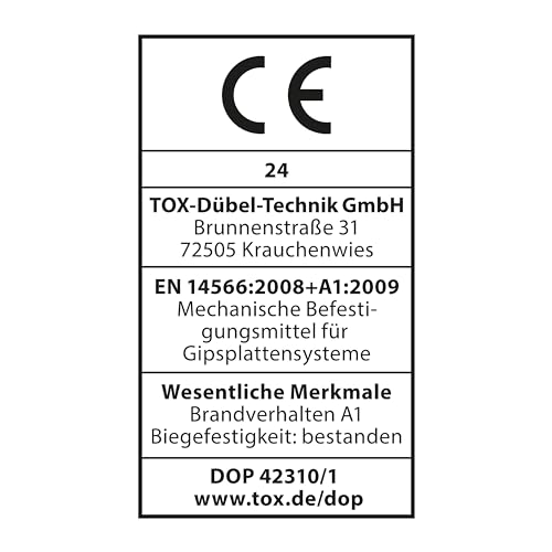 Image of TOX Drywall Screws 3.9 x 45 mm, Black Phosphated Screws with Trumpet Head + Fine Thread, Plasterboard on Metal Substructure, PH2, 1000 Pieces, Includes 1x Bit, 142453213945