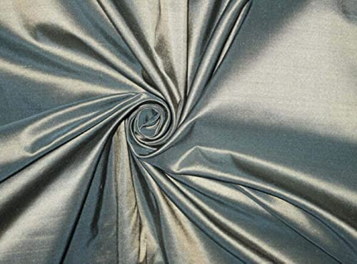 Tissu taffetas de soie pure naturelle vert d'eau violet doré clair TAF33 coupon grande largeur