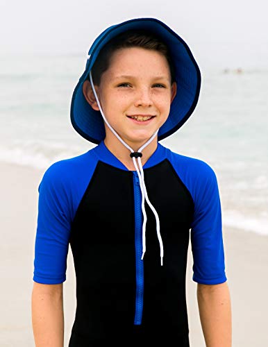Tuga Boys Reversible Bucket Sun Hat (Upf 50+), Navy/Sky, Large #TOP2