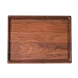 Made in USA Black Walnut Wood Cutting Board by Virginia Boys Kitchens - Butcher Block Wooden Carving Board with Juice Well made from Sustainable Hardwood (17x11)