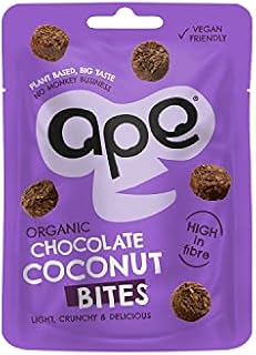 Ape - Coconut Bites - Cocoa Coconut Bites - 10x 30g Packs - Gluten Free Snacks - Vegan & Plant Based - High in Fibre - All Natural Ingredients