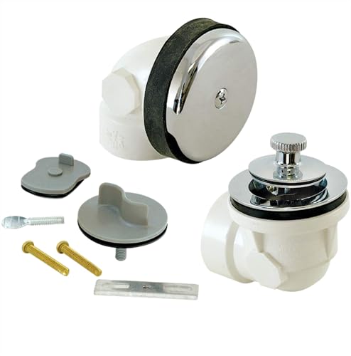 EZ-Flo 1-1/2 Inch Schedule 40 PVC Lift and Lock Two-Hole Bath Waste Drain with Test, Die Cast Drain Body, 35273