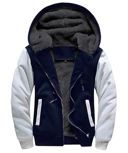Image of Little Beauty Hoodies for Men Zipper Jacket Fleece Sherpa Lined Winter Wool Heavyweight Sweashirts