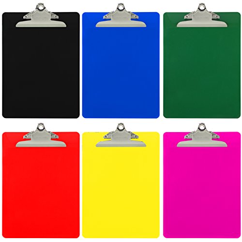 Trade Quest Plastic Clipboard Opaque Color Letter Size Standard Clip (Pack of 6) (Assorted)